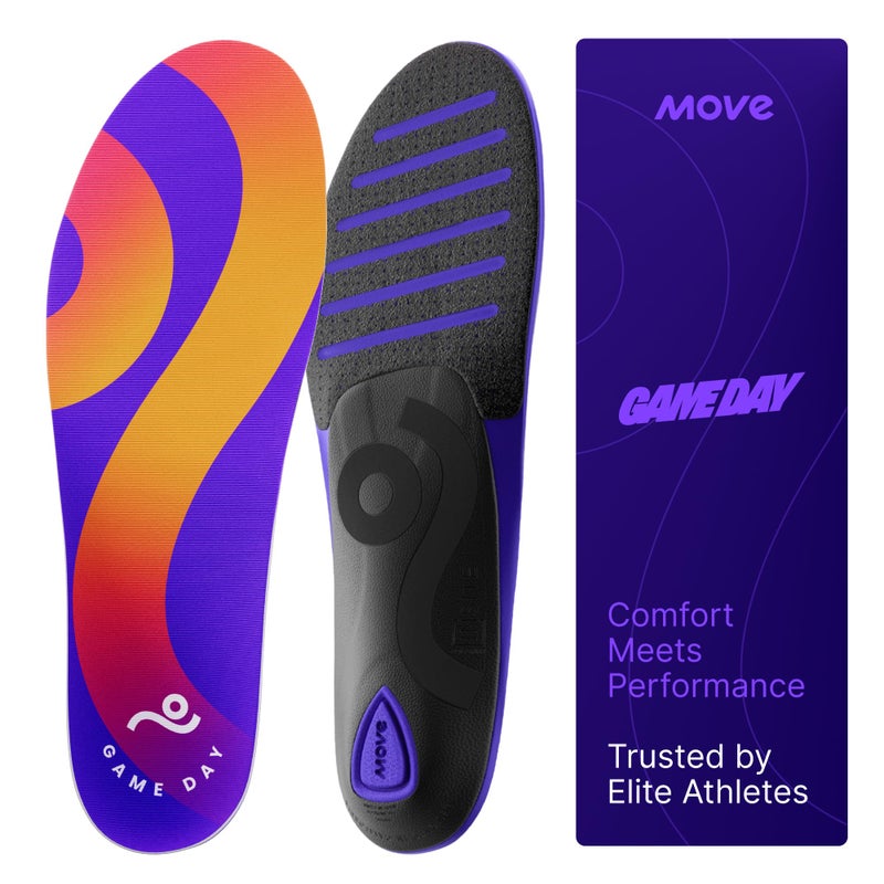 MOVE Game Day - All-Purpose Support Insoles - Plantar Fasciitis  Running  Shock Absorption  Flat Feet  Arch Support  Basketball  Active Lifestyle  Walking and Athletics (M 4-4.5 / WM 5.5-6) - Image 1